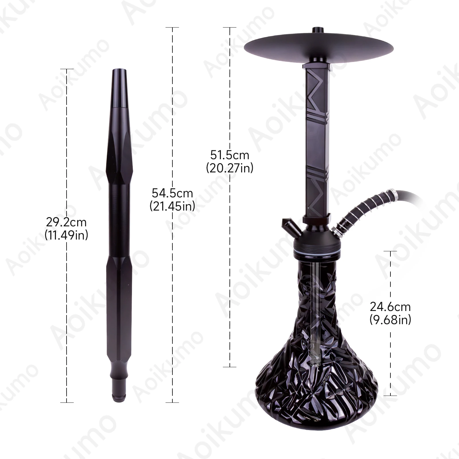 Illicit Hookah Set Model XL Black Narguile Cachimbas Sheesha Chicha Vase Tray Stick Down Stem Complete Shisha