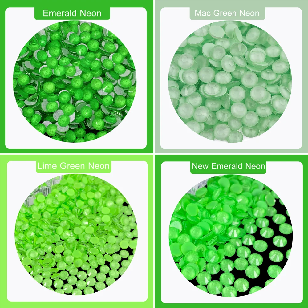 Green Neon ss3-ss30 Non Hotfix Rhinestones Glass Flatback Crystal for DIY Clothes Dress Decoration Strass