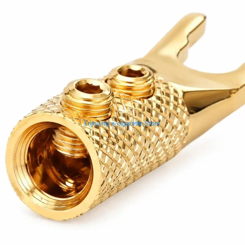 Lautsprecher-Flachstecker mit gerändeltem Y-Gabelende mit strukturiertem Metallgehäuse Y4QF – Detail 8