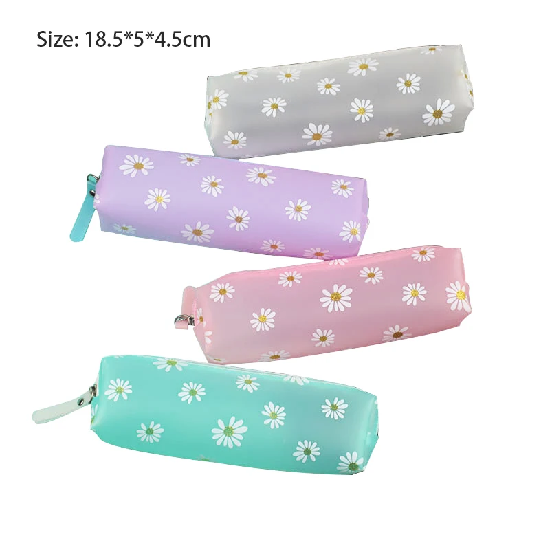 

Student Stationery Bag Lightweight Daisy Gift Pencil Box School Stationeries Simple Design Kawaii Transparent Pencil Case