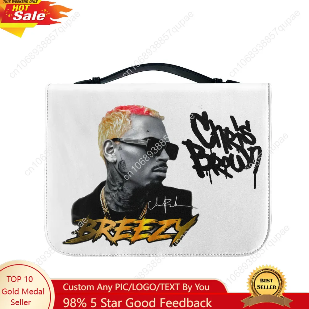 

Chris Brown Hip hop Rap Rock Singer Bible Bags Gifts Personalized Cover Bible Pack Waterproof Leather Bag Pockets Package Case