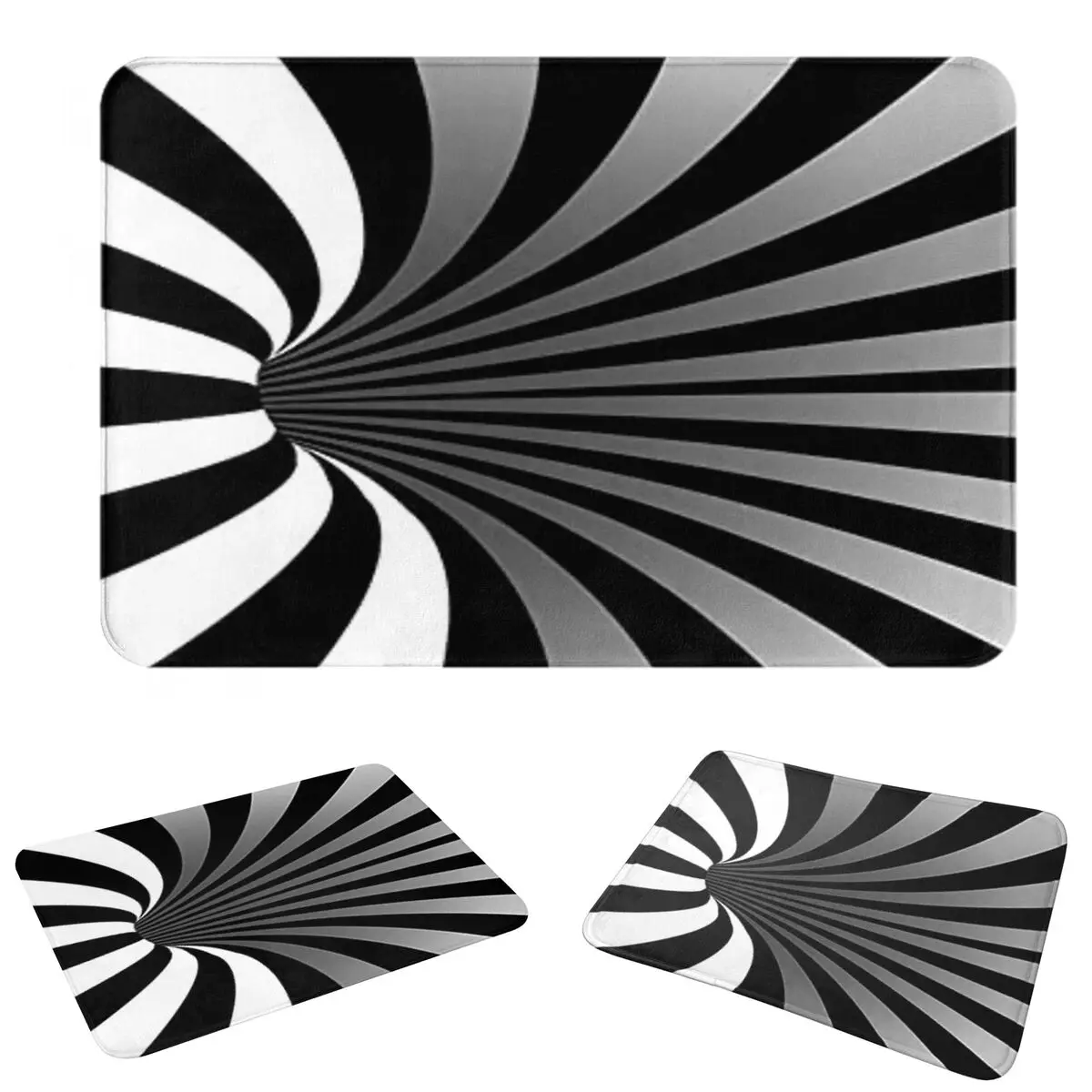 Linear 3D Vortex Illusion Non-slip Doormat Floor Mat Water oil proof Carpet Rug for Kitchen Entrance Home Bedroom Footpad Mats