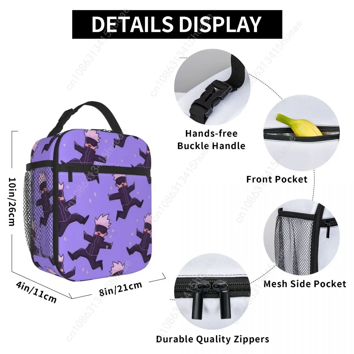 Gojo Anime Portable Lunch Box Women Jujutsu a tenuta stagna Kaisen Cooler Thermal Food Insulated Lunch Bag School Children Student