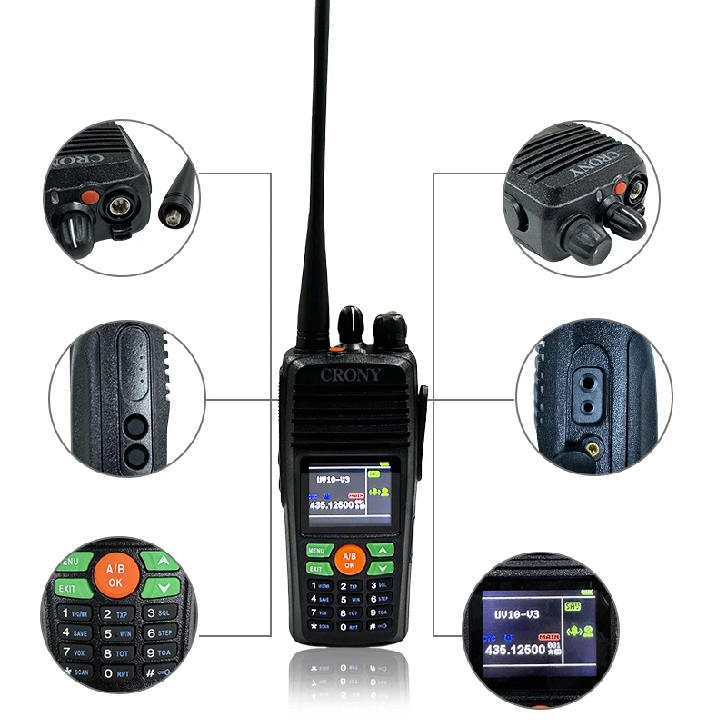 Crony DT-8188 15 km Fern-Amateur-Handtransceiver, tragbares Dualband-Typ-C-Kreuzband-Repeater, Walkie-Talkie