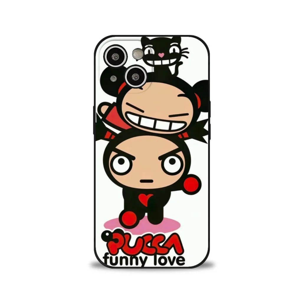 Cartoon P-Pucca Garu Phone Case For iPhone 15 Pro Max Plus Soft  Silicone Cover