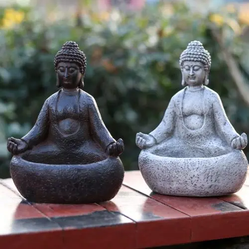 Meditating Buddha Succulent Planter Pot, Resin Zen Buddha Flower Pot For Indoor Desktop Garden Decor