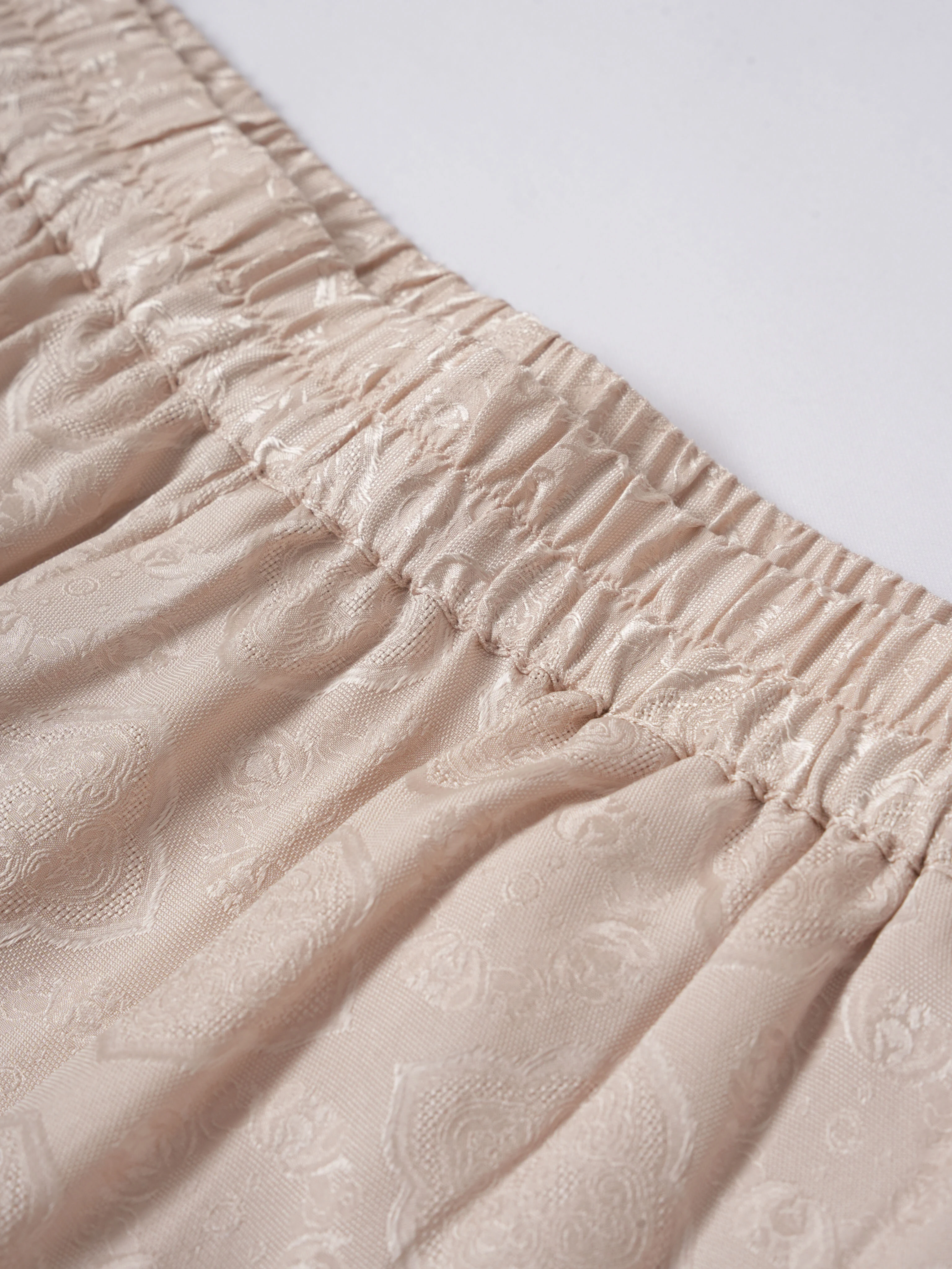 

2025 Women's Autumn New 100% Natural Mulberry Silk Jacquard Flower Rose Elastic Waist Solid Color Versatile Casual Pants