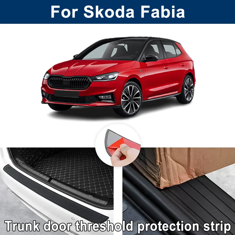 Car Trunk Sill Anti-scratch Guard Strip For Skoda Fabia - Rear Bumper Rubber Protector Decorative Cover Sticker