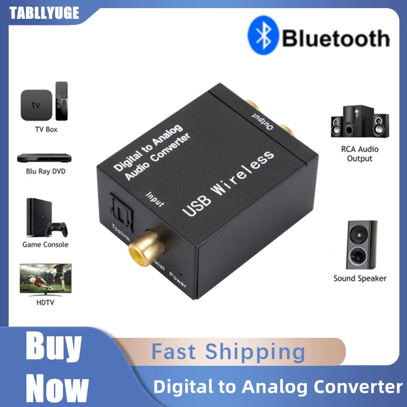 Bluetooth Digital to Analog Audio Converter Optical Fiber Coaxial Signal to Analog Audio Coaxial Signal to RCA R/L Audio Decoder