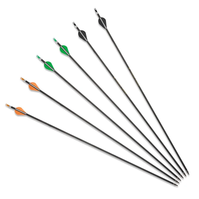 Toparchery 31.5 Inch Archery Carbon Arrows ID 6.2 Mm Spine 400 With TPU Feather For Outdoor Shooting Hunting Accessories