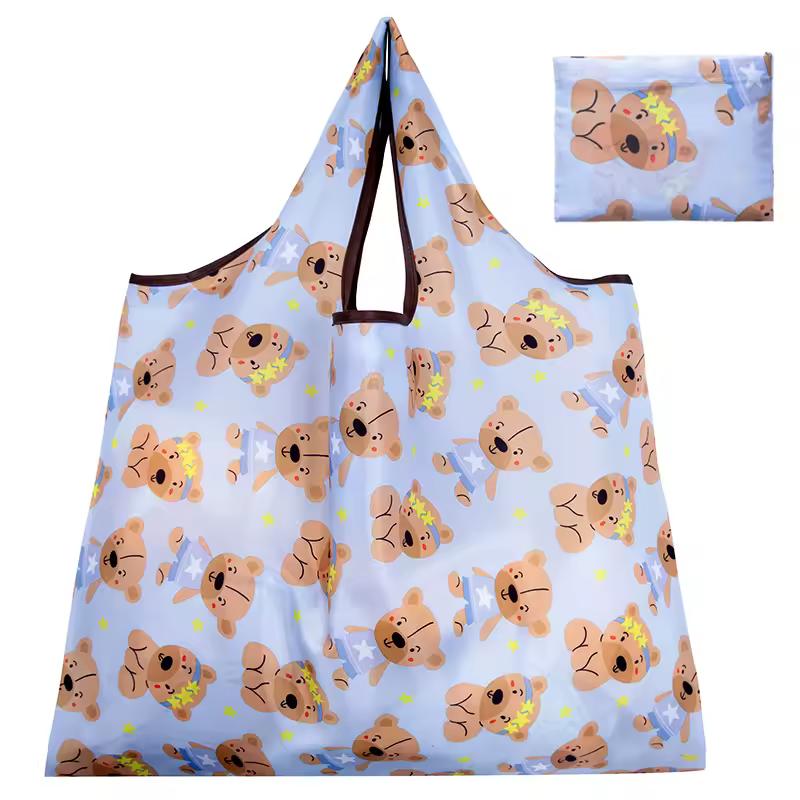 BIG Eco-Friendly Folding Shopping Bag Reusable Portable Shoulder Handbag for Travel Grocery Fashion Pocket Tote - Image 13