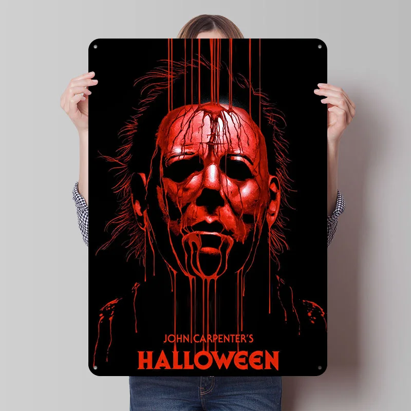 Halloween Movie Michael Myers Printing Poster Customized Retro Wall Art Vintage Metal Signs for Bedroom Decoration Gaming House