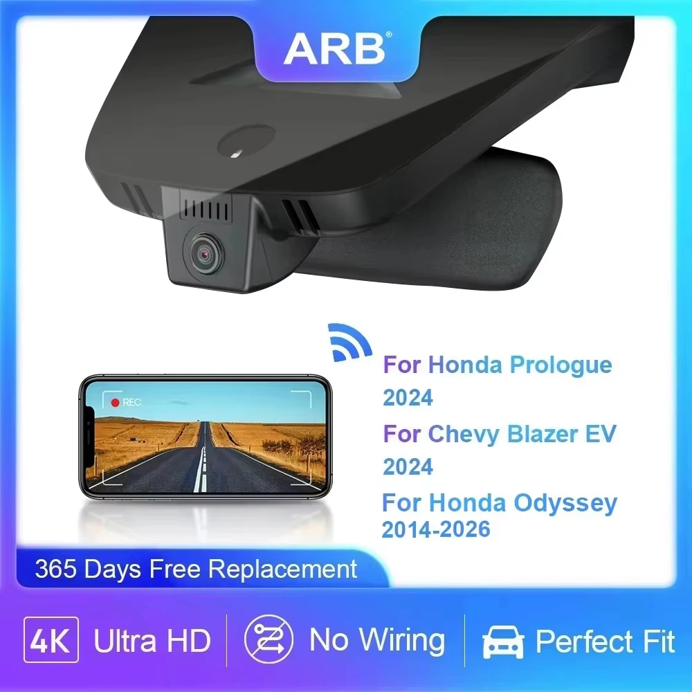 Cámara DVR para Auto ARB 4K para Honda Prologue y Chevy Blazer EV 2024, para Honda Odyssey 2014-2026, Estilo OEM, Control por WiFi y Aplicación, Dashcam