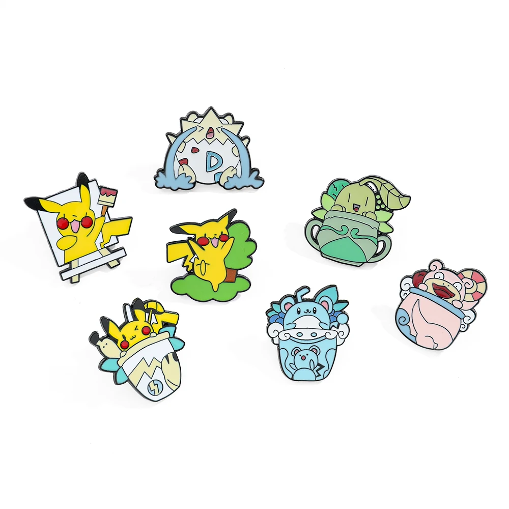 Japanese Cartoon Pokemon Enamel Lapel Pin Game Peripheral Products Collect Badge Jewelry Adorn Backpack Hat Collar Brooches