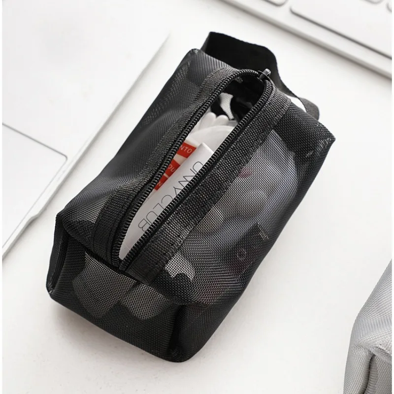 Mesh Storage Bag Mini Portable Change Bags Headphone Data Cable Storage Bag Portable Lipstick Zipper Bags Housewear Furnishings