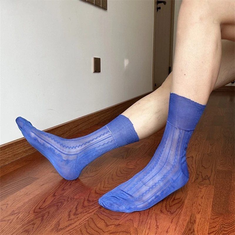 

Miosam Высокое качество, новый дизайн, волнистые полиамидные носки для экипажа, мужские носки, ультратонкие деловые носки большого размера для мужчин