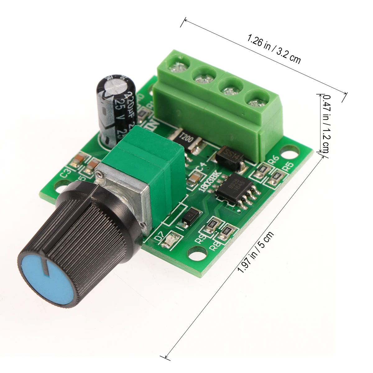 

Motor 2A Self Recovery Fuse Motor Control PWM Speed PCB Metal 32x32x15mm 1.8V 15V LED Duty Cycle Adjustable