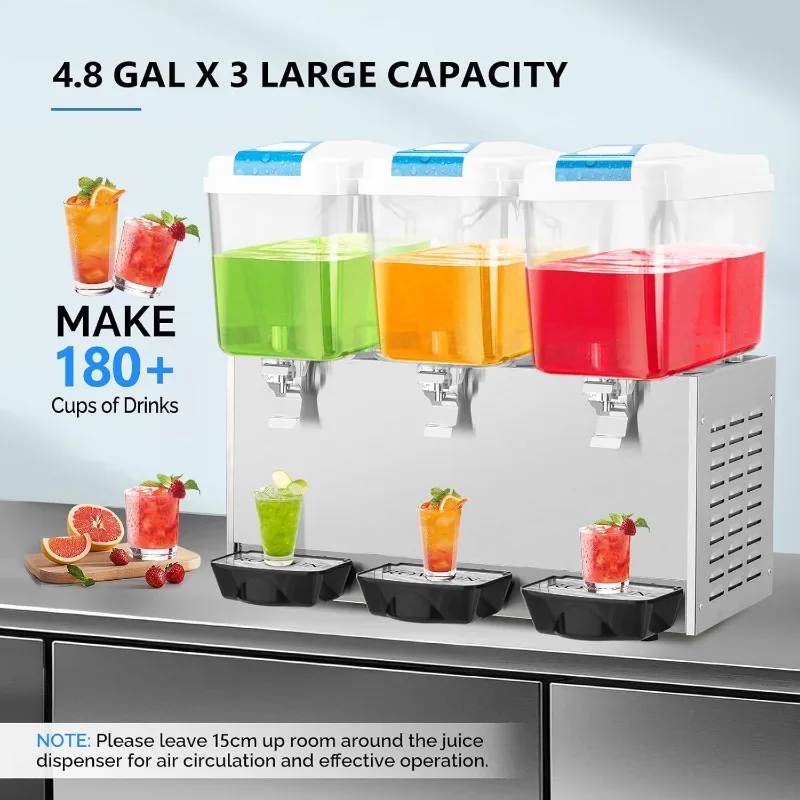 موزع المشروبات التجارية ROVSUN 14.4 Gal/54L، من الفولاذ المقاوم للصدأ مع وحدة تحكم ترموستات لحفلات البار والمطعم المنزلي