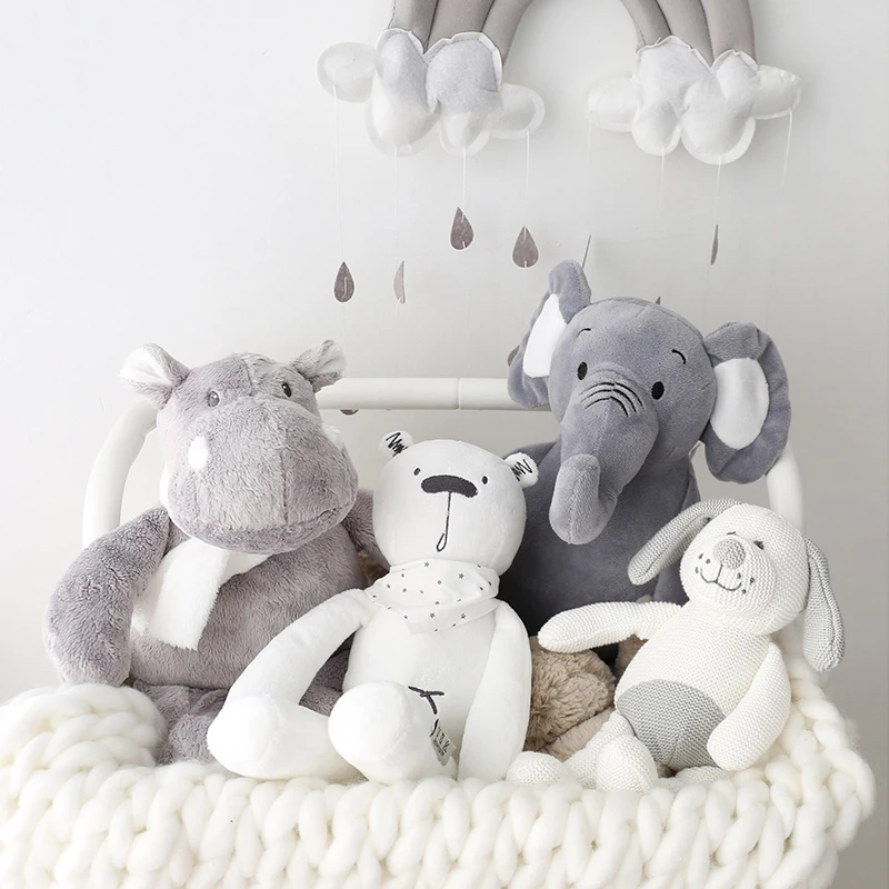 Soft Stuffed Plush Animals Toys Dolls Grey Elephant Hippos Children Gift Home Decor Kawaii Baby Kids Toy