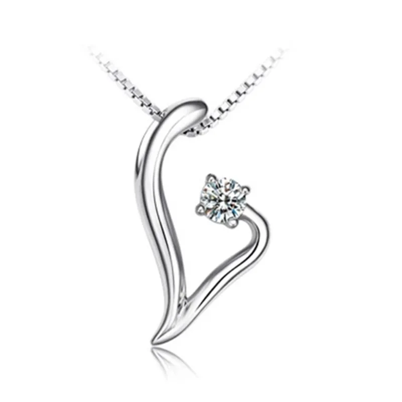 

925 Sterling Silver Necklace Irregular Shaped Zirconium Pendant Ladies Fashion Simple Birthday Wedding Anniversary Jewelry Gift