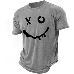 2024 New Men's T-Shirt3D Printed Evil Smiley Short Sleeve T-Shirt Personality Oversized Shirt T-Shirt Street Men Fitness 2Xs-6Xl