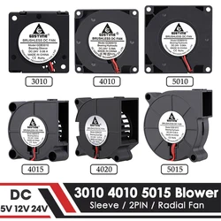 Gdtime-ventilador de turbina sem escova para acessórios de impressora 3D, 30mm, 40mm, 50mm, DC 5V, 12V, 24V, 5015