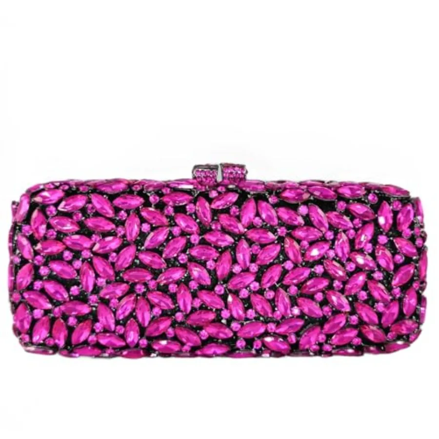 

Women's crystal clutch bag for parties and weddings, rhinestone-embellished minaudiere box handbag in silver, lightweight and e