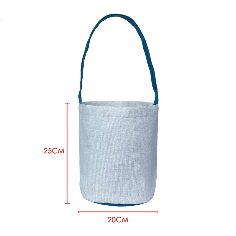 Sublimation Blank Linen Tote Easter Bag Bulk Toy Storage Gift Basket Portable Egg Hunting For Child Festival Party Candy Bucket