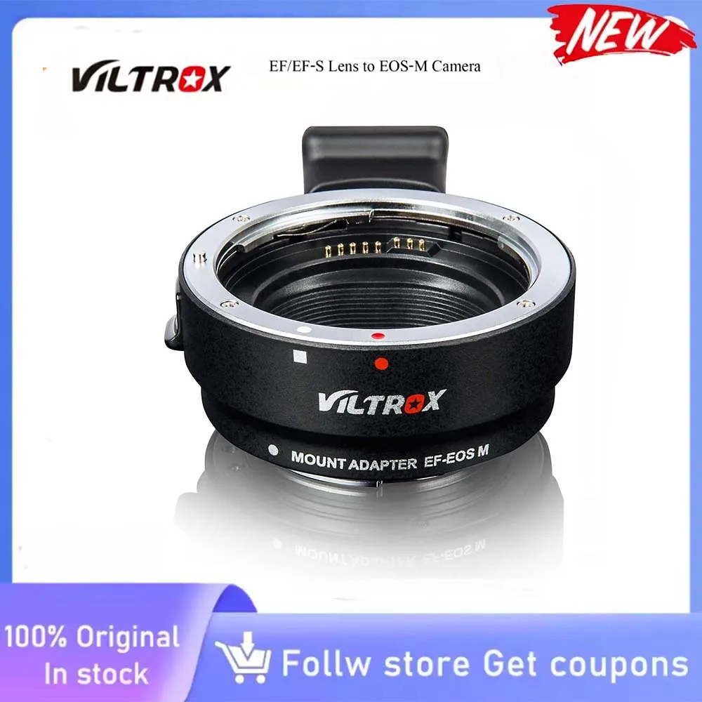 

Адаптер для объективов VILTROX EF-EOS M с автофокусом, совместимый с объективами Canon EF/EF-S для Canon EOS M (крепление EF-M)