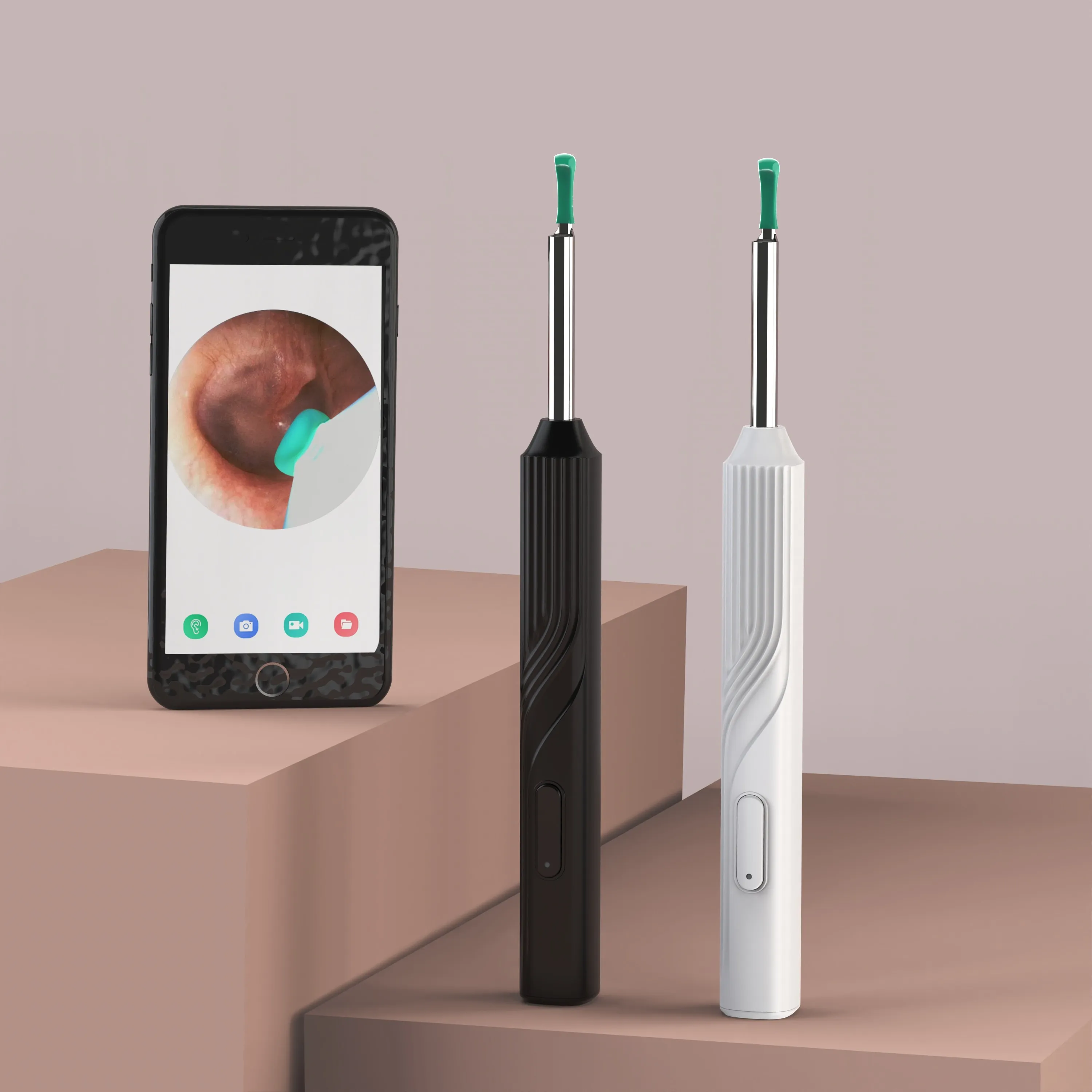 Fiekr Intelligent Visual Earplugs Endoscope, High-Definition Camera with LED Lighting, Type-C Charging, Makeup Cotton Swabs