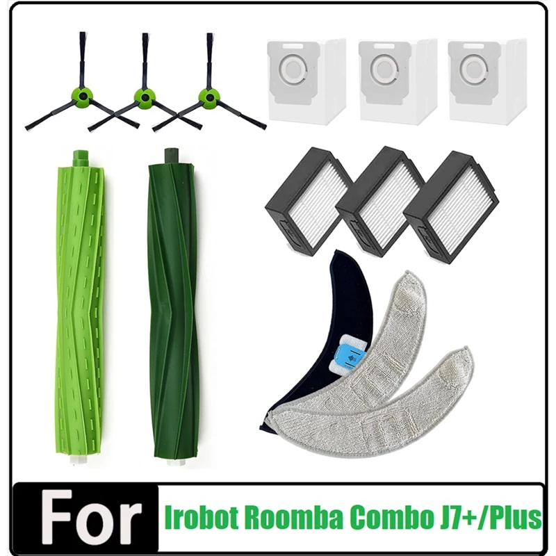 

Accessories Kit For Irobot Roomba Combo J7+/Plus Vacuum Cleaner Replacement Parts Rubber Brushes Filters Vacuum Bags Mop