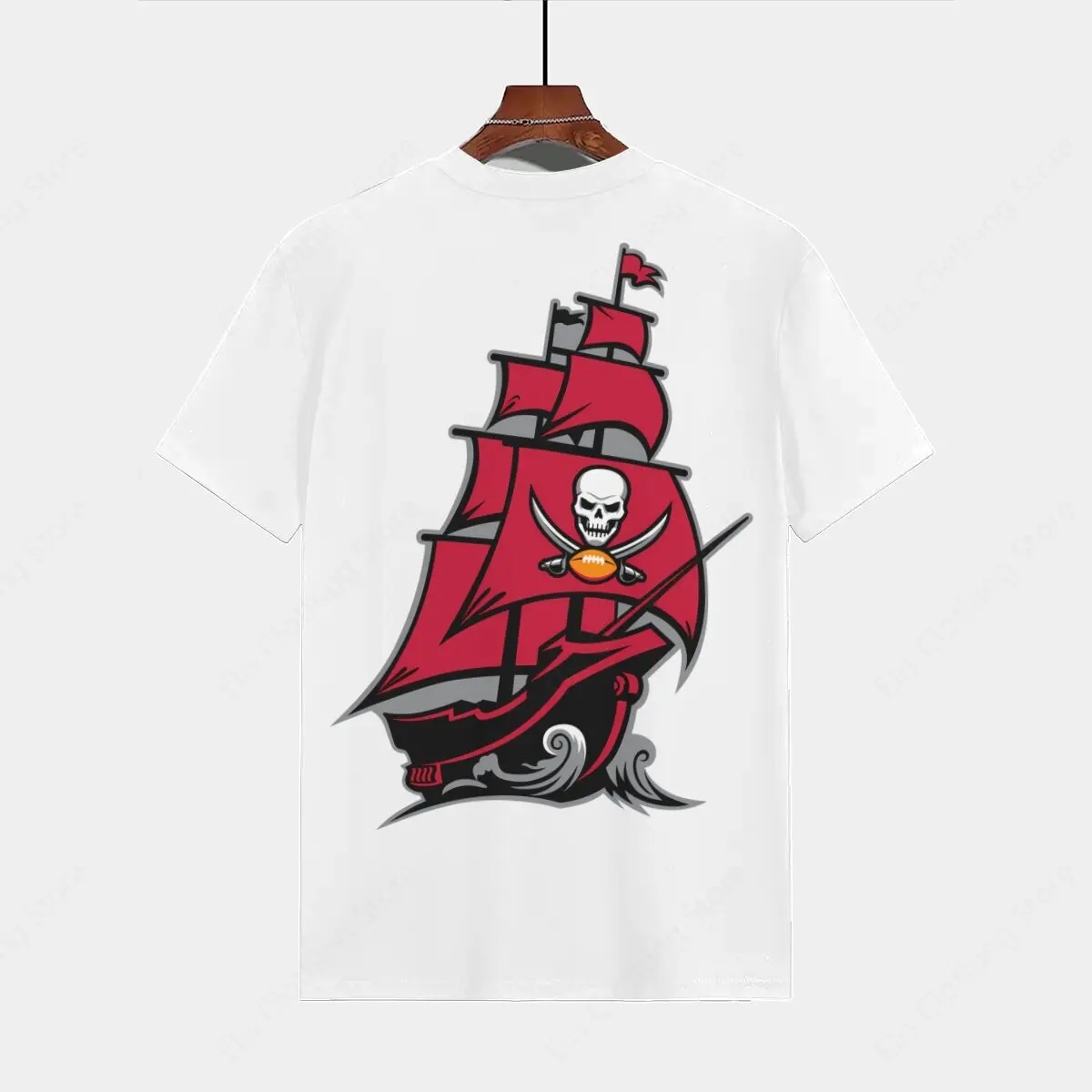 T-shirts men women casual t-shirts unisex streetwear Buccaneers Logo Pirate Ship with Skull and Crossbones