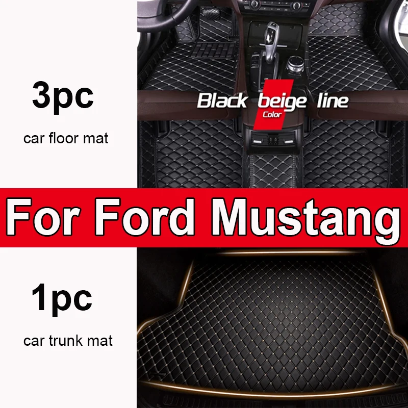 Custom Automotive Car Floor Mats For Ford Mustang 2015 2016 2017 2018 2019 Auto Luxury Leather Men Women Car Mats Full Coverage