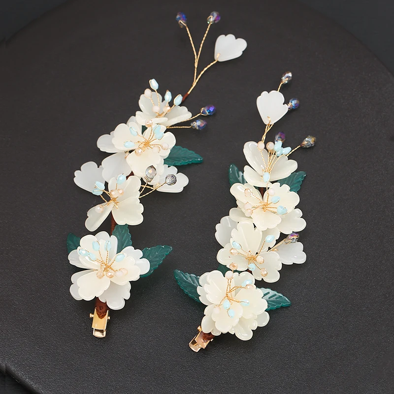 Hanfu hairpin headdress manual edge clip hair antique flower clip classical Chinese dress accessories