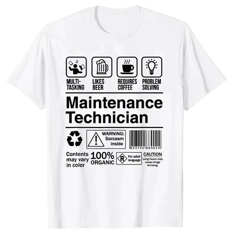 Maintenance Worker Gifts T-Shirts Men Women's Plus Size O-Neck Daily Casual Oversized Streetwear Harajuku Unisex Tees Streetwear