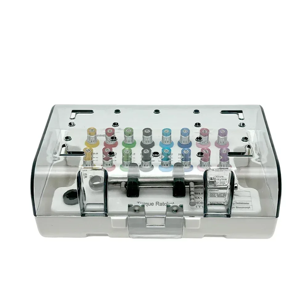

Dental Implant Tool Kit Screwdriver Universal Hand Driver with Autoclavable Box Dental Torque Wrench Prosthetic Kit