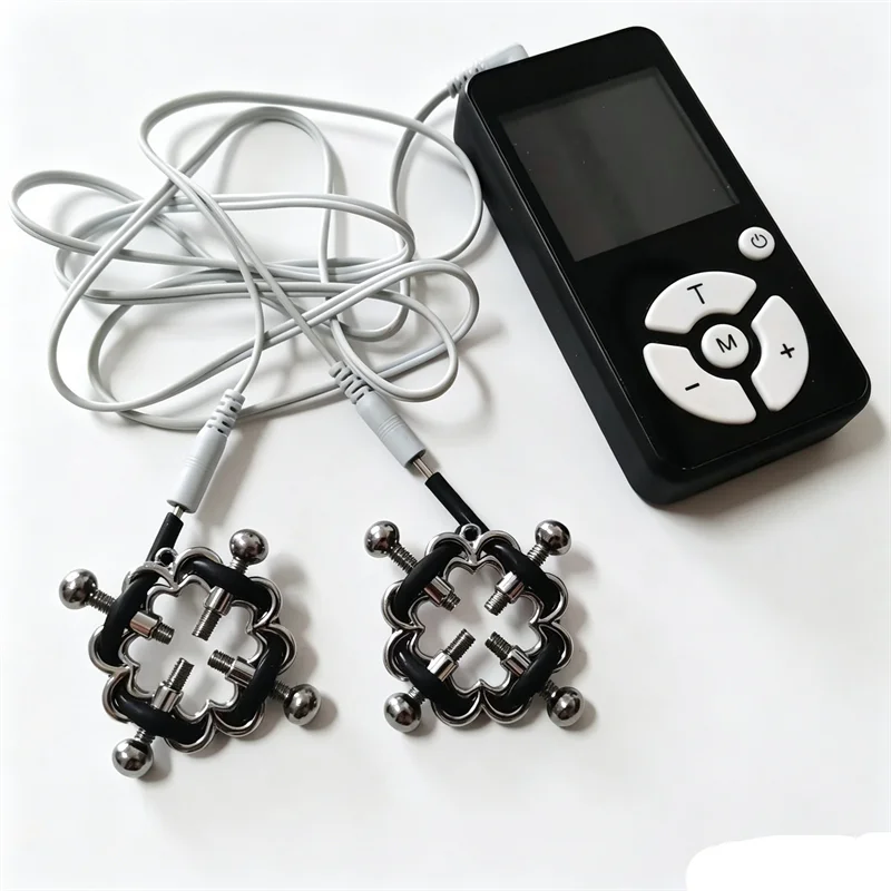 Metal Nipples Clips Labium Clamps Clitoris Stimulation Breast Sucker Pumps 8 Modes Electric Shock Sex Toys for Women Men - view 2