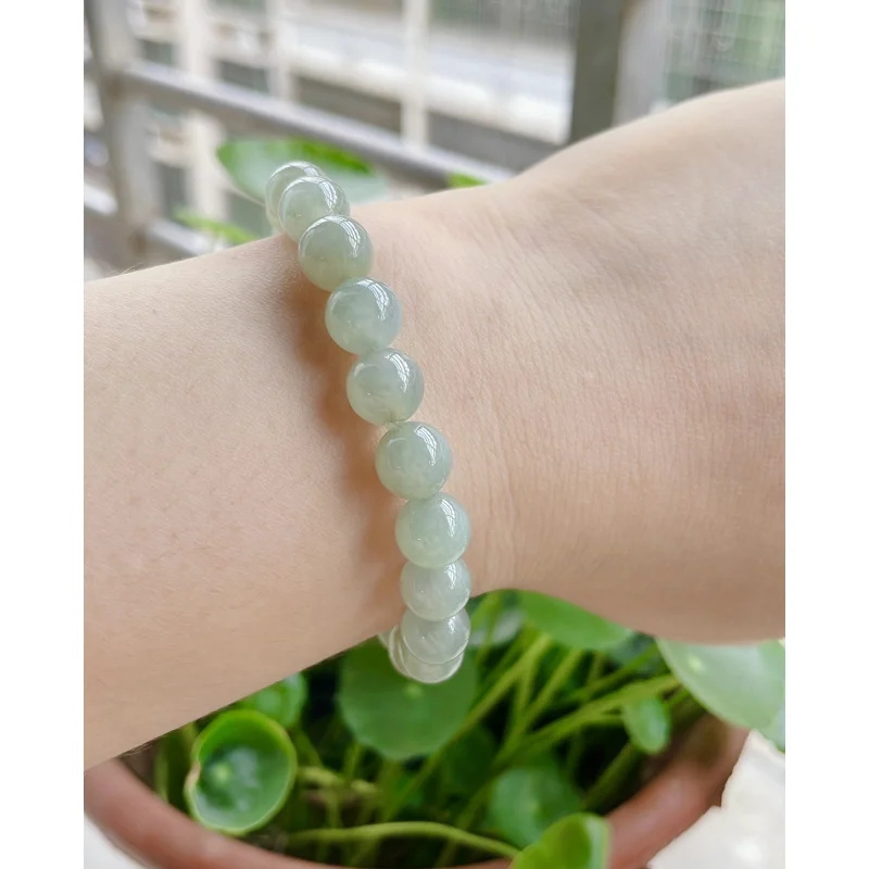 

Myanmar Mine Timber Natural Waxy Kinds a GoodsGreen Jade 10mm Special Bracelet with Certificate