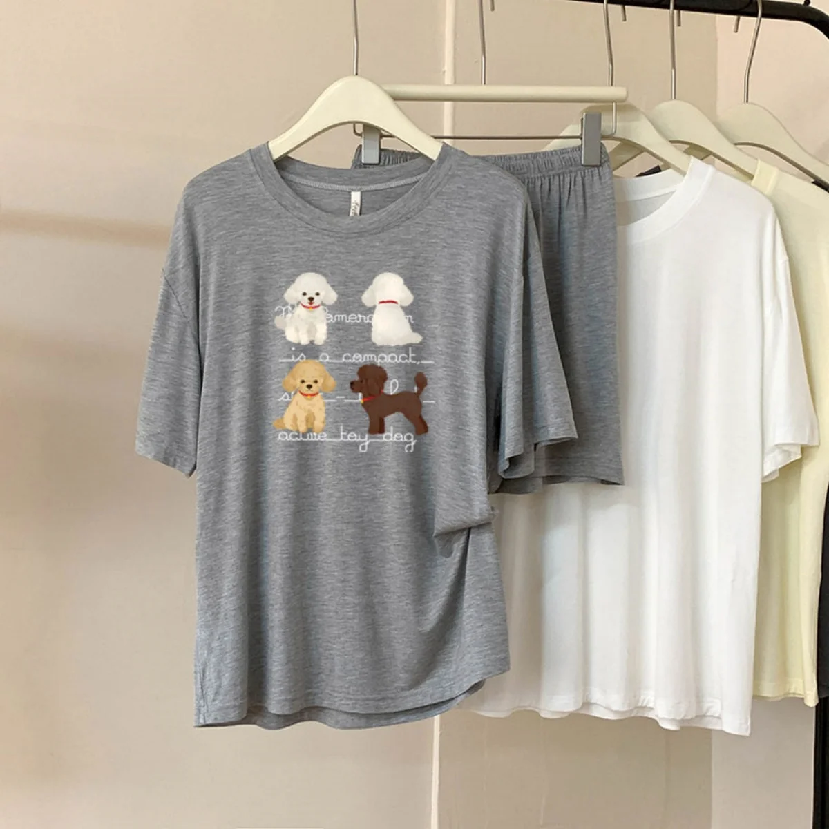 

Sd03 Modal Cotton Solid Short-Sleeved Shorts Ladies Pajamas Set Women Thin Breathable Plaid Casual Plain Homewear Suit Women