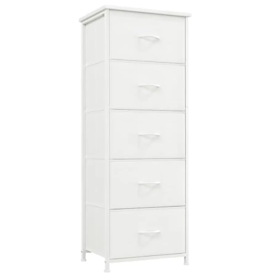 

Tall Dresser for Bedroom with 5 Drawers Storage Organizer Chest of Drawers with Removable Fabric Bins for Closet Bedside Living
