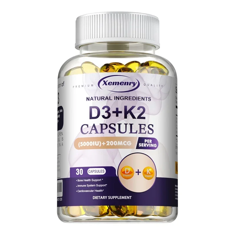 Vitamin D3+K2 Capsules - Supports Heart, Bone and Immune Health, Promotes Blood Circulation and Improves Sleep Quality