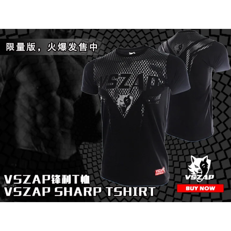 VSZAP summer cotton printed short-sleeved T-shirt MMA fighting fitness clothes martial arts style sports muscle Muay Thai