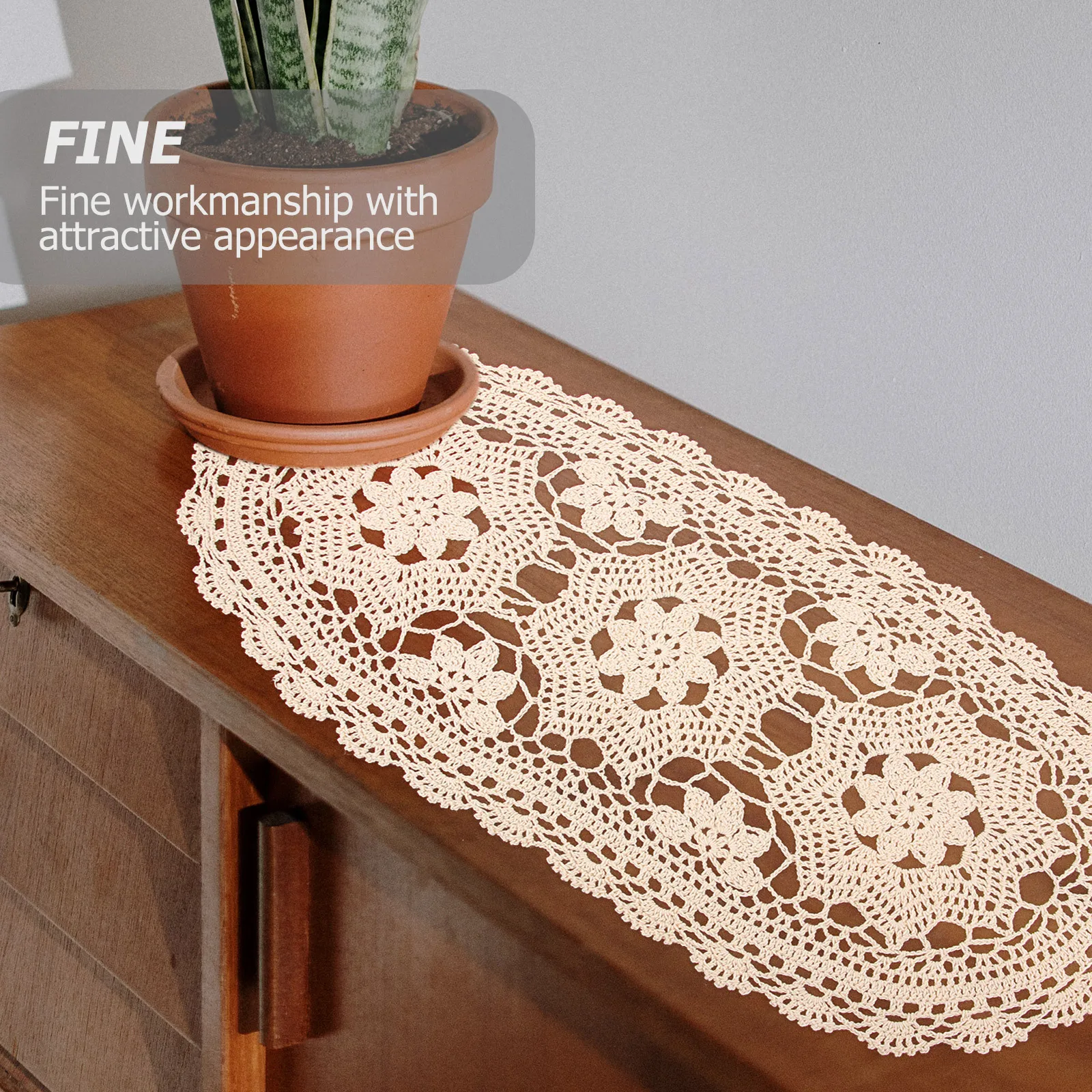 

Decorative Cotton Crochet Table Runner for Buffet Dining Table Rustic Home Party Wedding Decoration Supplies Party Tablecloth