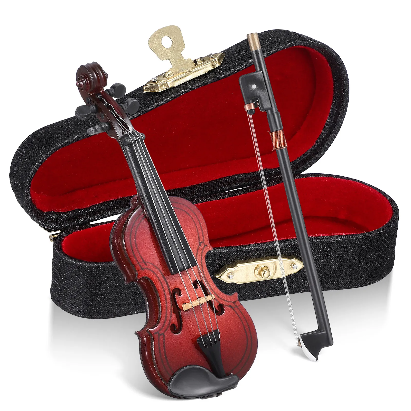 

1 set 1 Set Miniature Violin Wood Desktop Decor For House Realistic Tiny Instrument Ornament Photo Prop Small Violin Adornment