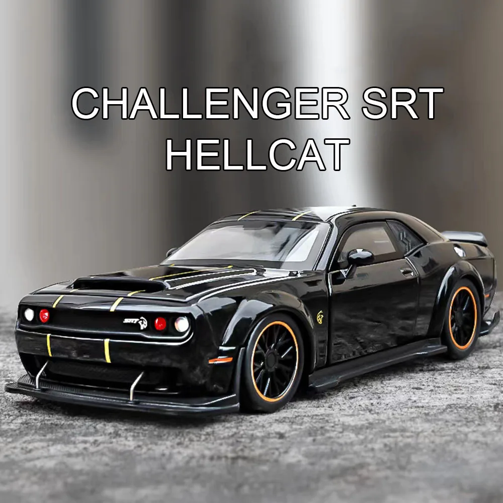 1:32 Challenger SRT Hellcat DB12 Modellen Auto Speelgoed met Licht Geluid Miniatuur Supercar Wiel Trek Voertuig Jongens Verjaardagscadeautjes