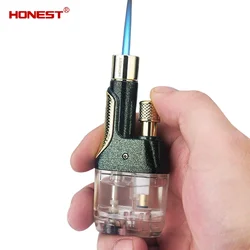 2024 New HONEST Portable Windproof Cigar Lighter Cigar Lighter Mini Flashlight Butane Gas Lighter Outdoor Kitchen Ignition Tool