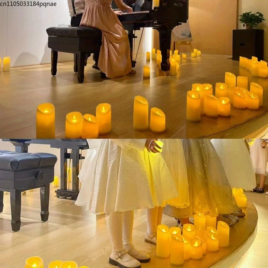 10-120pcs LED Flickering Candles Wedding Flameless Candle Without Fire Battery Operated Candle with Timer for Party Outdoor