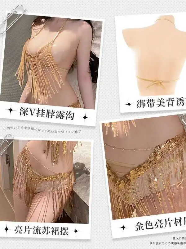 Rumbai Selangkangan Bukaan Perspektif Penari Tiga Titik Set Baju Renang Seksi Pakaian Dalam Wanita Terkena Bokong Emas Fashion Wanita Top CGP7