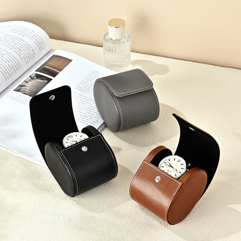 

MISHITU PU Leather Watch Bag Black/Brown Watch Jewelry Storage Box Display Stand Portable Jewelry Organizer Watch Storage Bag
