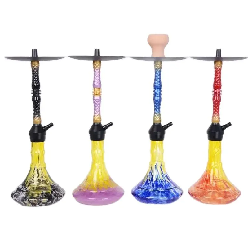 58cm Fish Scale Shape Aluminum Alloy Hookah Single Tube Color Glass Bottle Shisha Narguile Completo Hoka Smoke Accessories